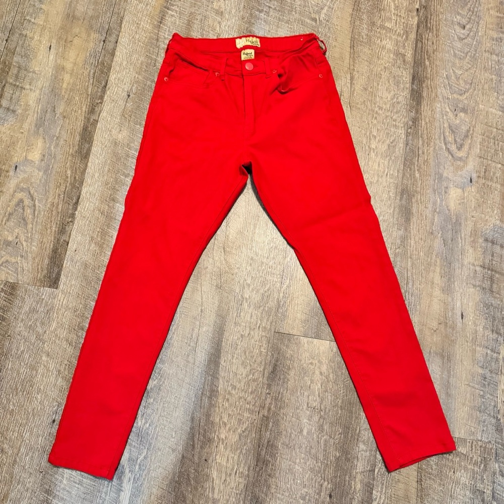 Hybrid & Company Women’s Red Skinny Pants Jeans XL Short Stretch Mid Rise Petite